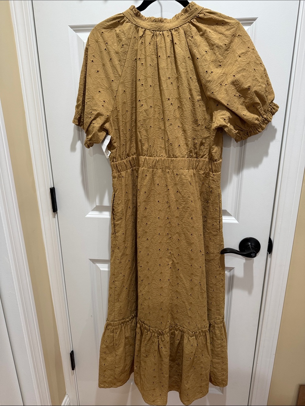 Lost + Wander Mustard Eyelet Midi Dress - Picture 5 of 10